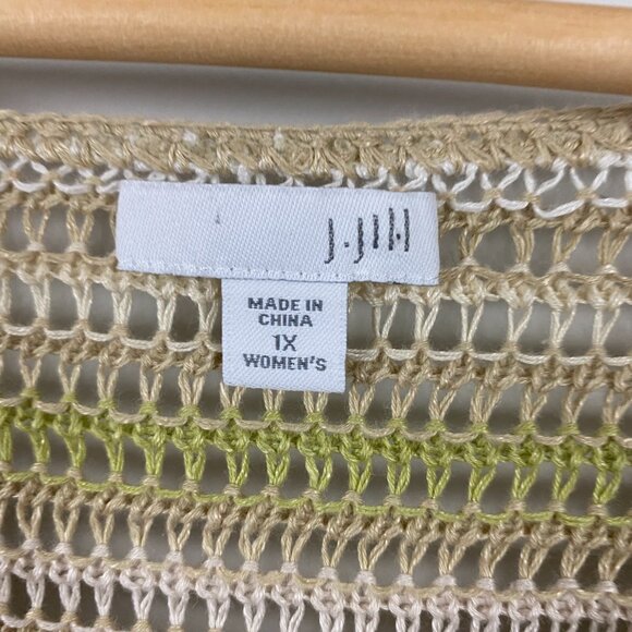 J Jill Linen Modal Crochet Knit Top Tunic Sweater Womens 1X Plus Size V Neck - Picture 4 of 11